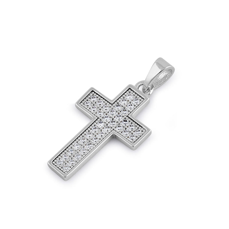 Sterling Silver Cross Clear CZ Pendant