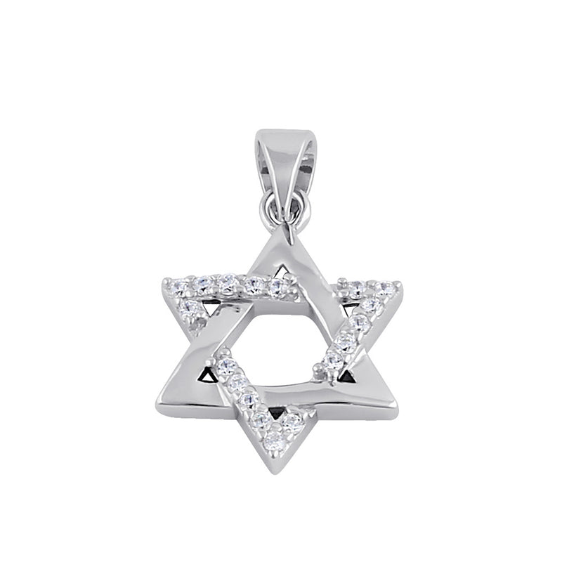 Sterling Silver Clear CZ Star of David Pendant