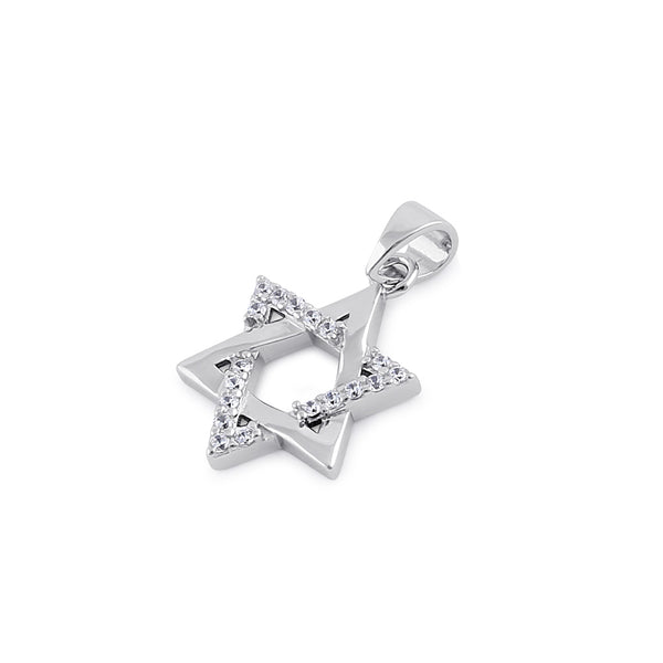 Sterling Silver Clear CZ Star of David Pendant