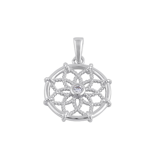 Sterling Silver Center CZ Dream Catcher Pendant