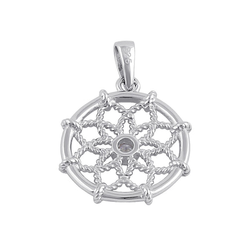 Sterling Silver Center CZ Dream Catcher Pendant