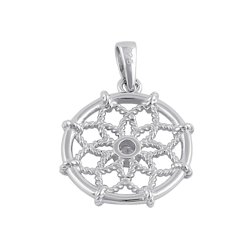 Sterling Silver Center CZ Dreamcatcher Pendant