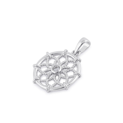Sterling Silver Center CZ Dream Catcher Pendant
