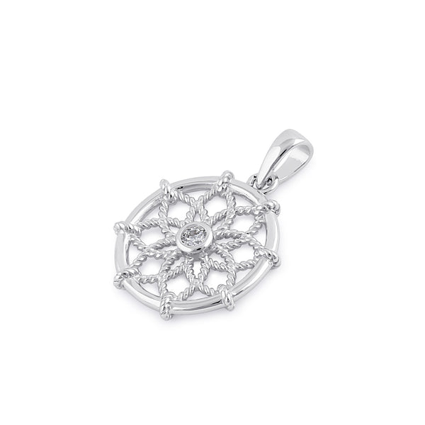 Sterling Silver Center CZ Dream Catcher Pendant
