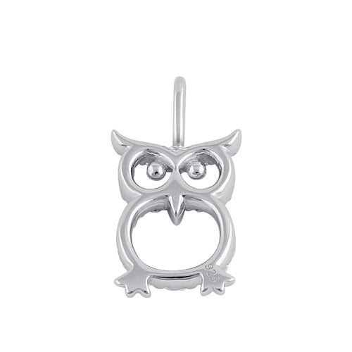 Sterling Silver Clear CZ Owl Pendant