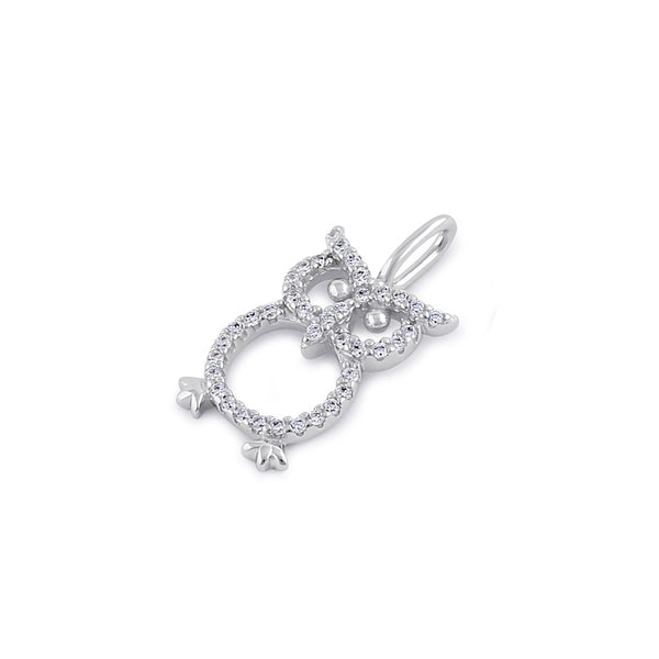Sterling Silver Clear CZ Owl Pendant