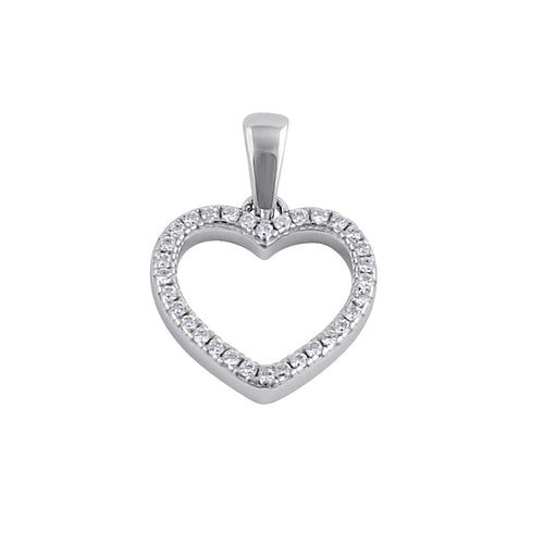 Sterling Silver Clear CZ Open Heart Pendant