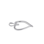 Sterling Silver Half Clear CZ Heart Pendant