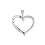 Sterling Silver Half Clear CZ Heart Pendant