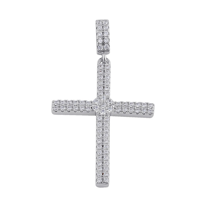 Sterling Silver Clear CZ Cross Pendant