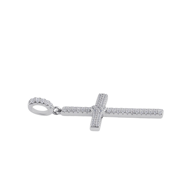 Sterling Silver Clear CZ Cross Pendant