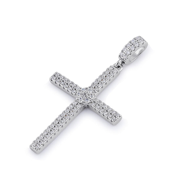Sterling Silver Clear CZ Cross Pendant