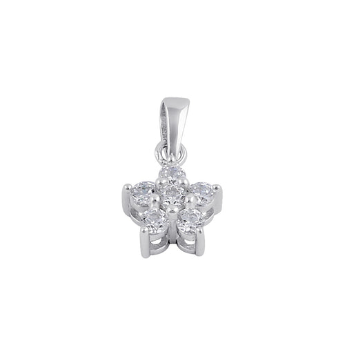 Sterling Silver Clear CZ Plumeria Pendant