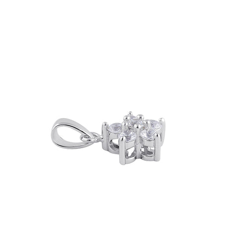 Sterling Silver Clear CZ Plumeria Pendant