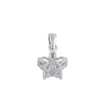 Sterling Silver Clear CZ Plumeria Pendant