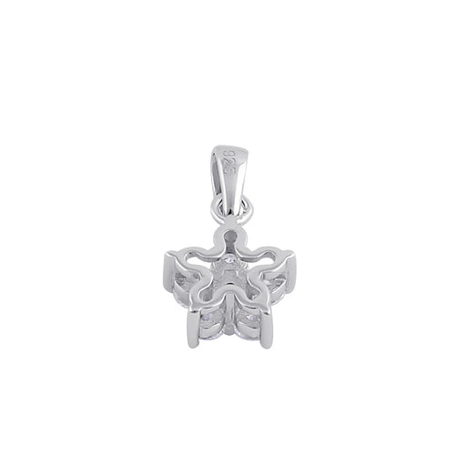 Sterling Silver Clear CZ Plumeria Pendant