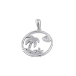 Sterling Silver Clear CZ Enamel Sea Pendant