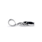 Sterling Silver Onyx Leafy Marcasite Pendant