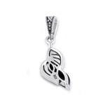 Sterling Silver Onyx Leafy Marcasite Pendant