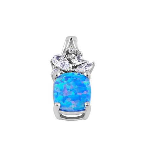 Sterling Silver Elegant Squoval Blue Lavender Lab Opal CZ Pendant