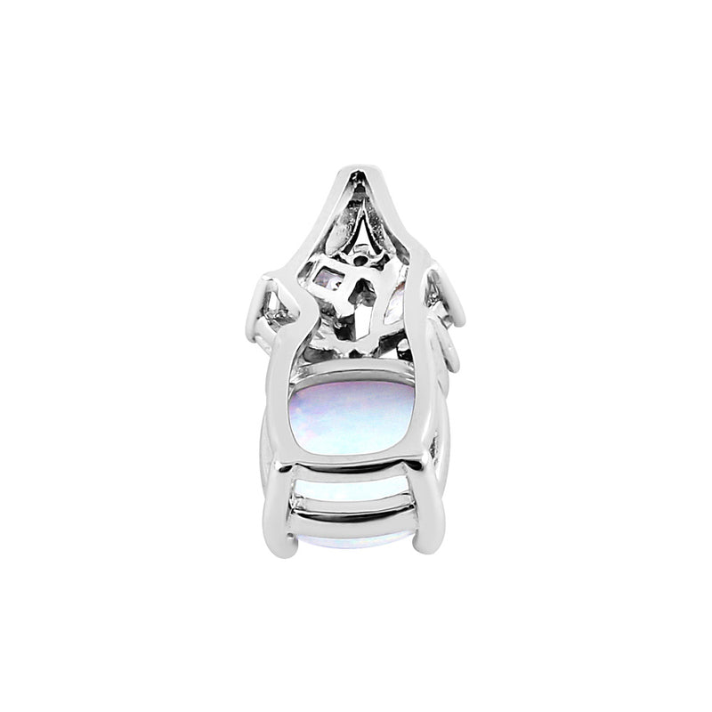 Sterling Silver Elegant Squoval White Lab Opal CZ Pendant