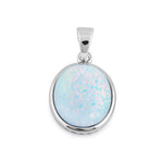 Sterling Silver White Lab Opal Oval Pendant