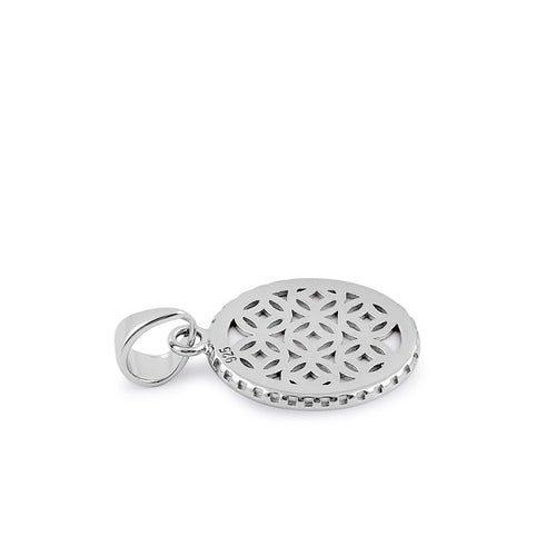 Sterling Silver White Lab Opal Oval Pendant