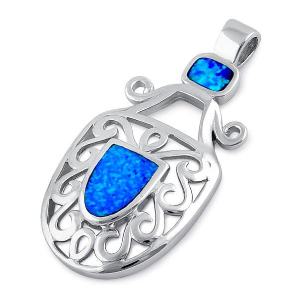 Sterling Silver Blue Lab Opal Mystic Beetle Pendant