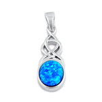 Sterling Silver Blue Lab Opal Celtic Twist and Oval Pendant