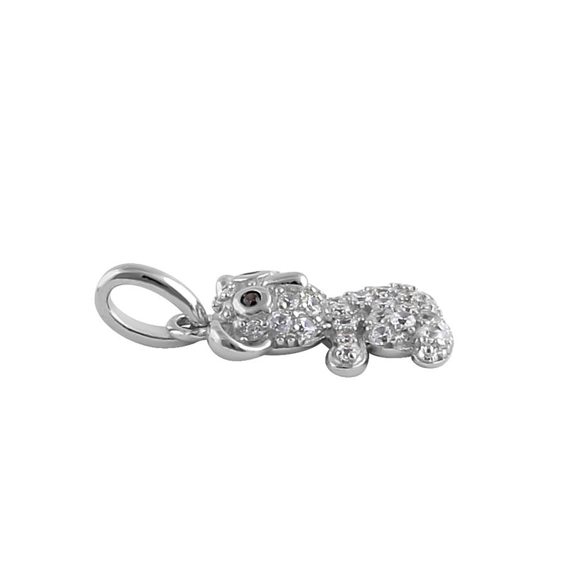 Sterling Silver Dainty Koala Bear Round Cut Clear and Brown CZ Pendant