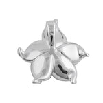 Sterling Silver Hand-Painted Hawaiian Flower Purple Green with Clear CZ Pendant