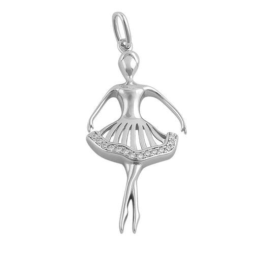 Sterling Silver Ballerina CZ Pendant