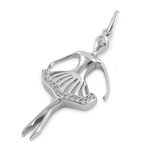 Sterling Silver Ballerina CZ Pendant