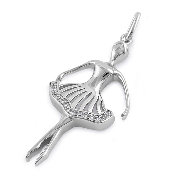 Sterling Silver Ballerina CZ Pendant