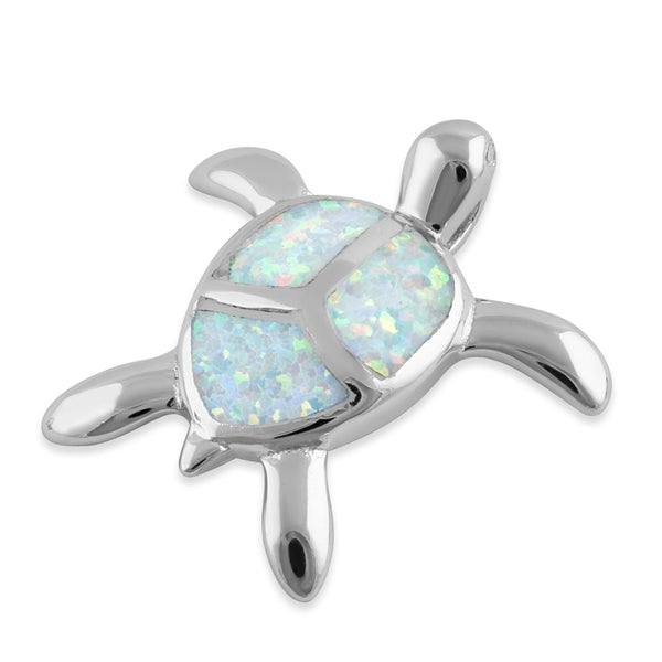 Sterling Silver Turtle Pendant with Pink Opal Plumeria Center Sterling Silver Turtle Pendant with Pink Opal Plumeria Center