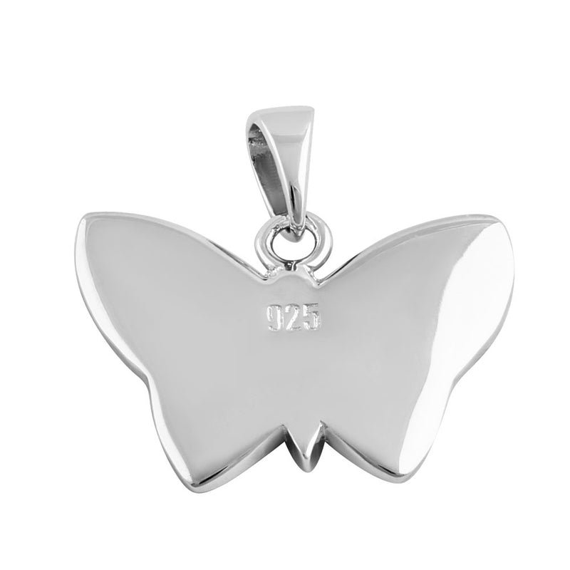 Sterling Silver White Butterfly Lab Opal Pendant