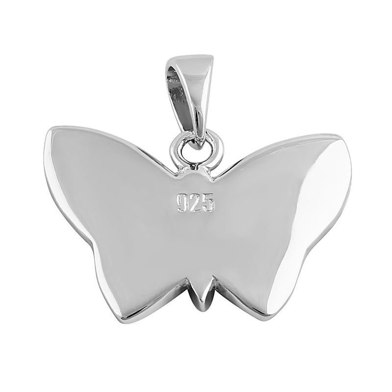 Sterling Silver Pink Butterfly Lab Opal Pendant