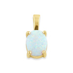 Sterling Silver Gold Plated White Lab Opal Oval Pendant