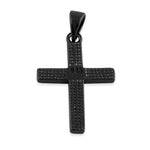 Sterling Silver Black Rhodium Plated Blue Lab Opal Cross Pendant