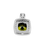 Sterling Silver Peridot CZ Cushion Halo Pendant