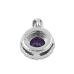 Sterling Silver Round Amethyst CZ Halo Pendant