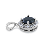 Sterling Silver Round Black CZ Halo Pendant