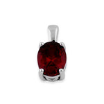 Sterling Silver Oval Garnet CZ Filigree Pendant