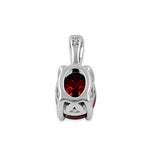 Sterling Silver Oval Garnet CZ Filigree Pendant