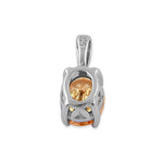 Sterling Silver Oval Champagne CZ Filigree Pendant