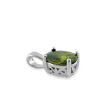 Sterling Silver Oval Peridot CZ Filigree Pendant