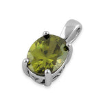 Sterling Silver Oval Peridot CZ Filigree Pendant