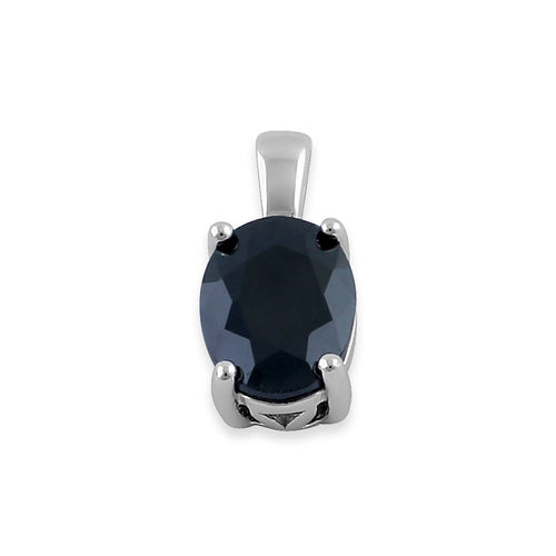 Sterling Silver Oval Black CZ Filigree Pendant