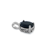 Sterling Silver Oval Black CZ Filigree Pendant
