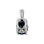 Sterling Silver Oval Black CZ Filigree Pendant